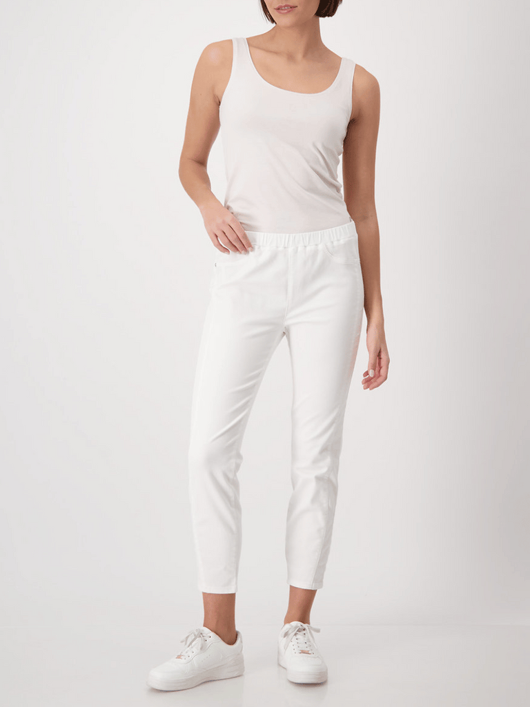 Monari Elastic Pull On Jegging-Style 7/8 Pant in Off White 409516 Discover the Elegant Monari Collection at Signature of Double Bay, Shop Stylish Knitwear, Dresses, and Tops Online from Sydney's Premier Mature Fashion Boutique