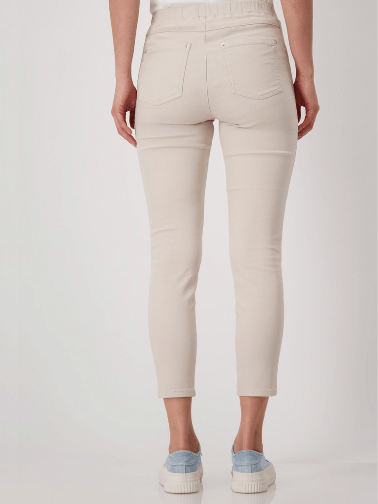 Monari Elastic Pull On Jegging-Style 7/8 Pant in Warm Sand Beige 409516 Discover the Elegant Monari Collection at Signature of Double Bay, Shop Stylish Knitwear, Dresses, and Tops Online from Sydney's Premier Mature Fashion Boutique