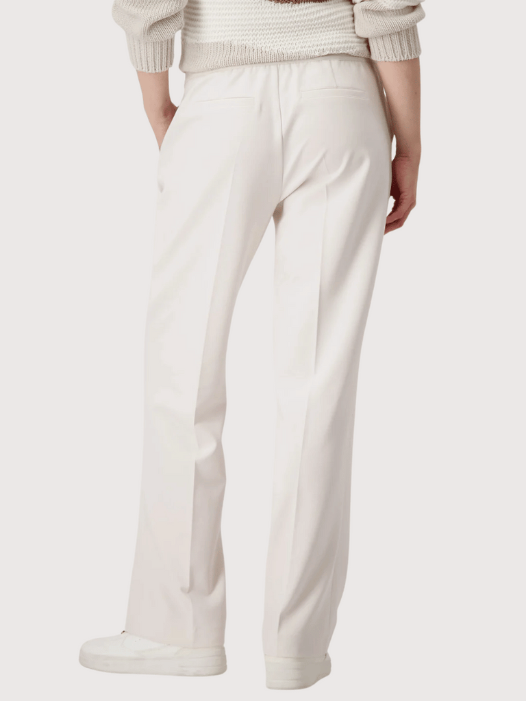 Monari Straight-Leg Elasticated Waistband Trousers in Cream Beige 409205 Discover the Elegant Monari Collection at Signature of Double Bay, Shop Stylish Knitwear, Dresses, and Tops Online from Sydney's Premier Mature Fashion Boutique