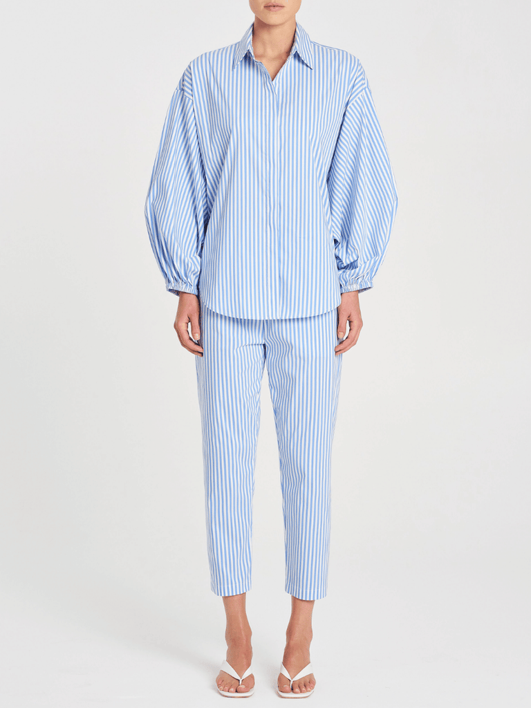 Mela Purdie 7/8 Length Nomad Pant in Miami and White Stripe Microprene 1478 Mela Purdie Stockist Online Australia Signature of Double Bay Tops Dresses Elegant Clothing