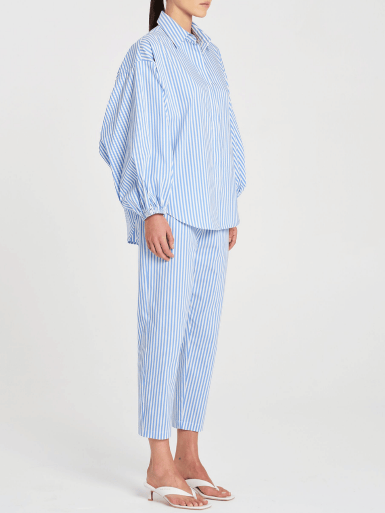 Mela Purdie 7/8 Length Nomad Pant in Miami and White Stripe Microprene 1478 Mela Purdie Stockist Online Australia Signature of Double Bay Tops Dresses Elegant Clothing