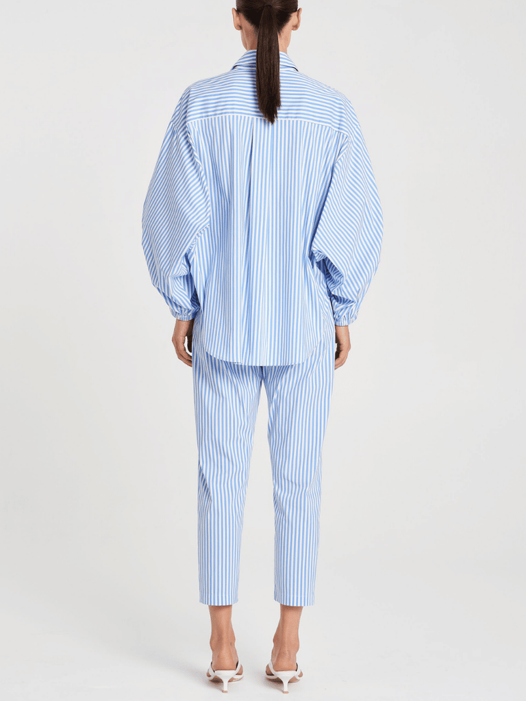 Mela Purdie 7/8 Length Nomad Pant in Miami and White Stripe Microprene 1478 Mela Purdie Stockist Online Australia Signature of Double Bay Tops Dresses Elegant Clothing