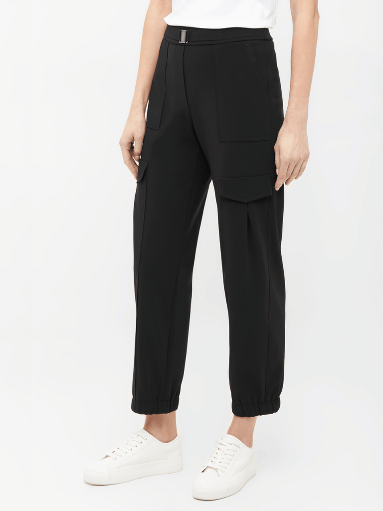 Raffaello Rossi Fiora Mid-Rise 7/8 Length Jogger Pant in Black chic jogging style pants officewear comfortable and elegant travel pant Raffaello Rossi Candy Pant online stockist Australia relaxed comfortable black drawstring pants online Australia Signature of Double Bay Raffaello Rossi Pants online