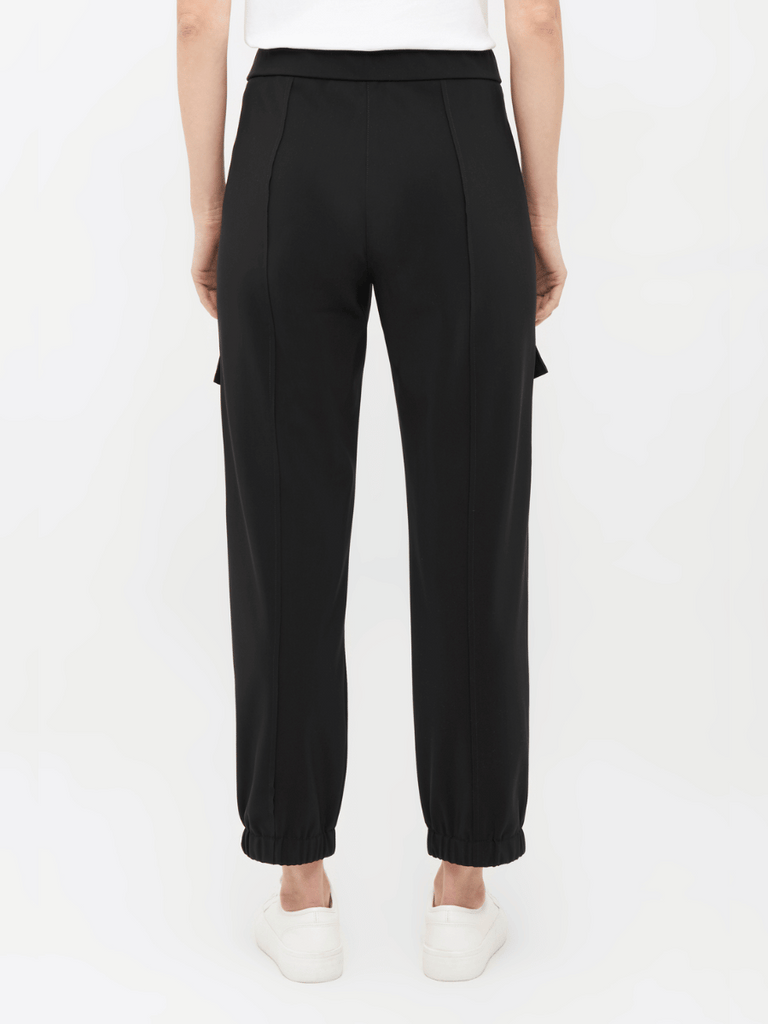Raffaello Rossi Fiora Mid-Rise 7/8 Length Jogger Pant in Black chic jogging style pants officewear comfortable and elegant travel pant Raffaello Rossi Candy Pant online stockist Australia relaxed comfortable black drawstring pants online Australia Signature of Double Bay Raffaello Rossi Pants online