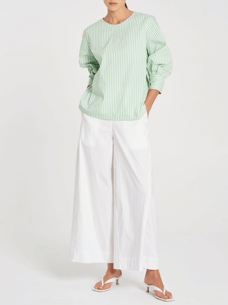 Mela Purdie Ankle Length Wide Leg Wide Cross Pant in White 194 Mela Purdie Stockist Online Australia Signature of Double Bay Tops Dresses Elegant Clothing