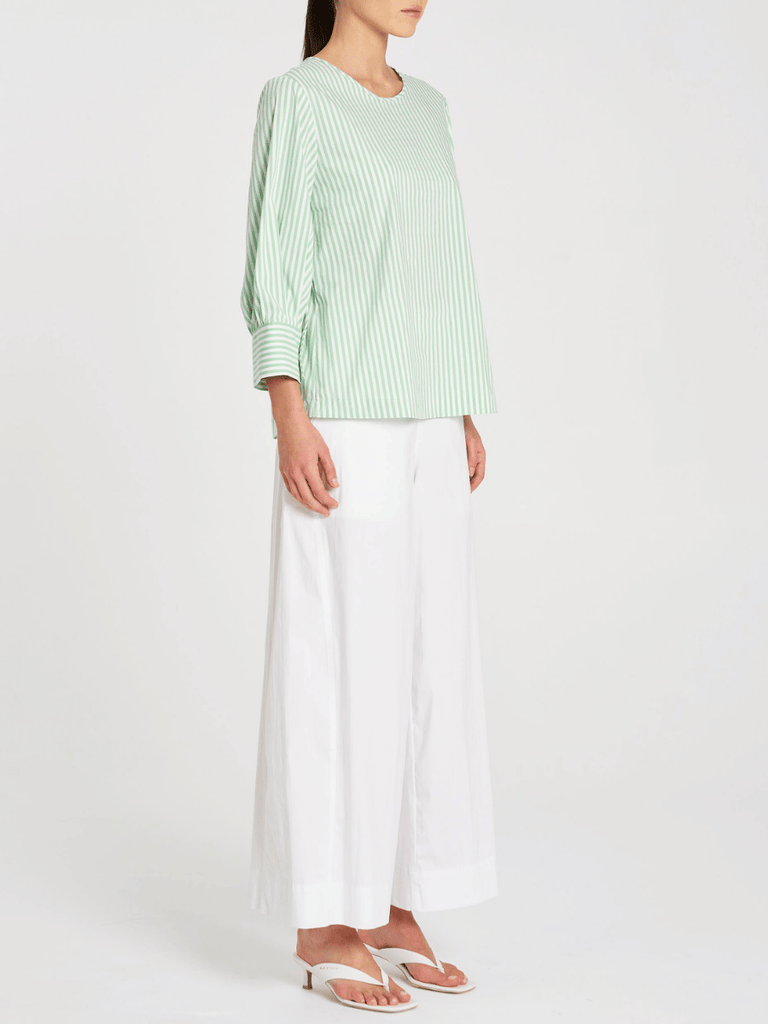 Mela Purdie Ankle Length Wide Leg Wide Cross Pant in White 194 Mela Purdie Stockist Online Australia Signature of Double Bay Tops Dresses Elegant Clothing