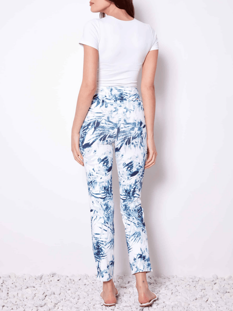 UP! PANTS Tummy Control Soft Stream Ankle Pant 28" in Rio Tropical Print Up Pants Tummy control stockist online Australia flattering body contouring shaping pants high rise waistband signature of double bay Sydney fashion