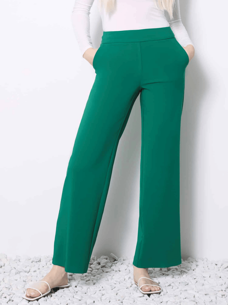 UP! PANTS 31" Tummy Control Solid Amalfi Full-Length Slimming Straight-Leg Pant in Jasper Green Up Pants Tummy control stockist online Australia flattering body contouring shaping pants high rise waistband signature of double bay Sydney fashion