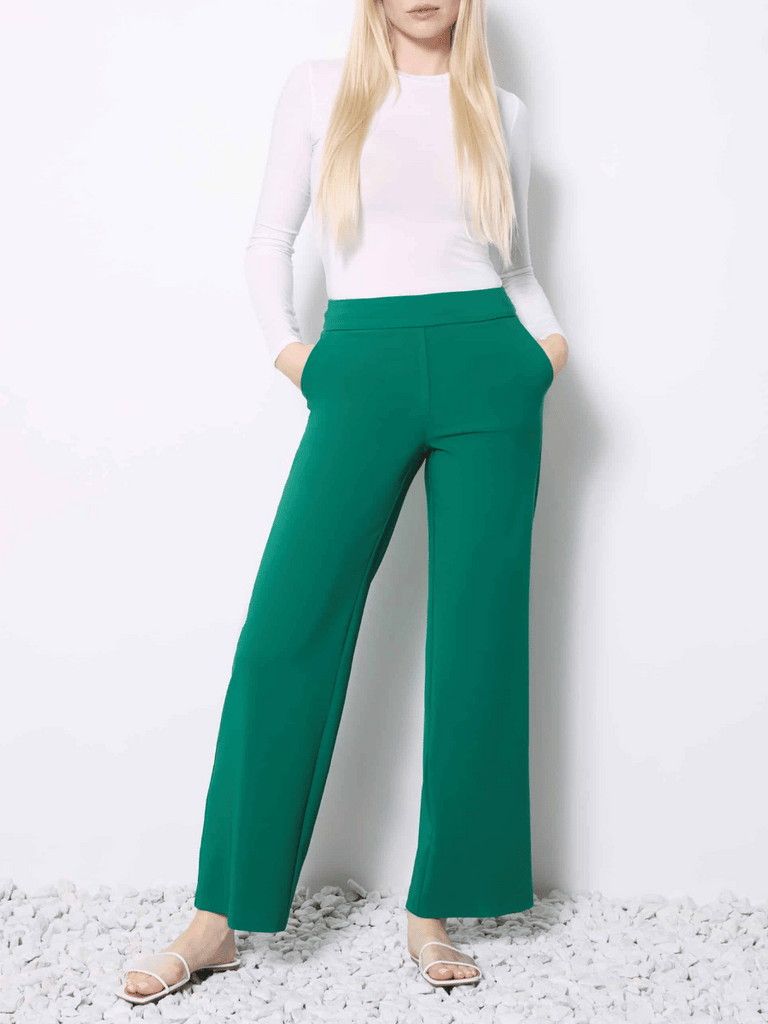 UP! PANTS 31" Tummy Control Solid Amalfi Full-Length Slimming Straight-Leg Pant in Jasper Green Up Pants Tummy control stockist online Australia flattering body contouring shaping pants high rise waistband signature of double bay Sydney fashion