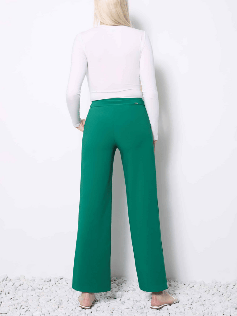 UP! PANTS 31" Tummy Control Solid Amalfi Full-Length Slimming Straight-Leg Pant in Jasper Green Up Pants Tummy control stockist online Australia flattering body contouring shaping pants high rise waistband signature of double bay Sydney fashion