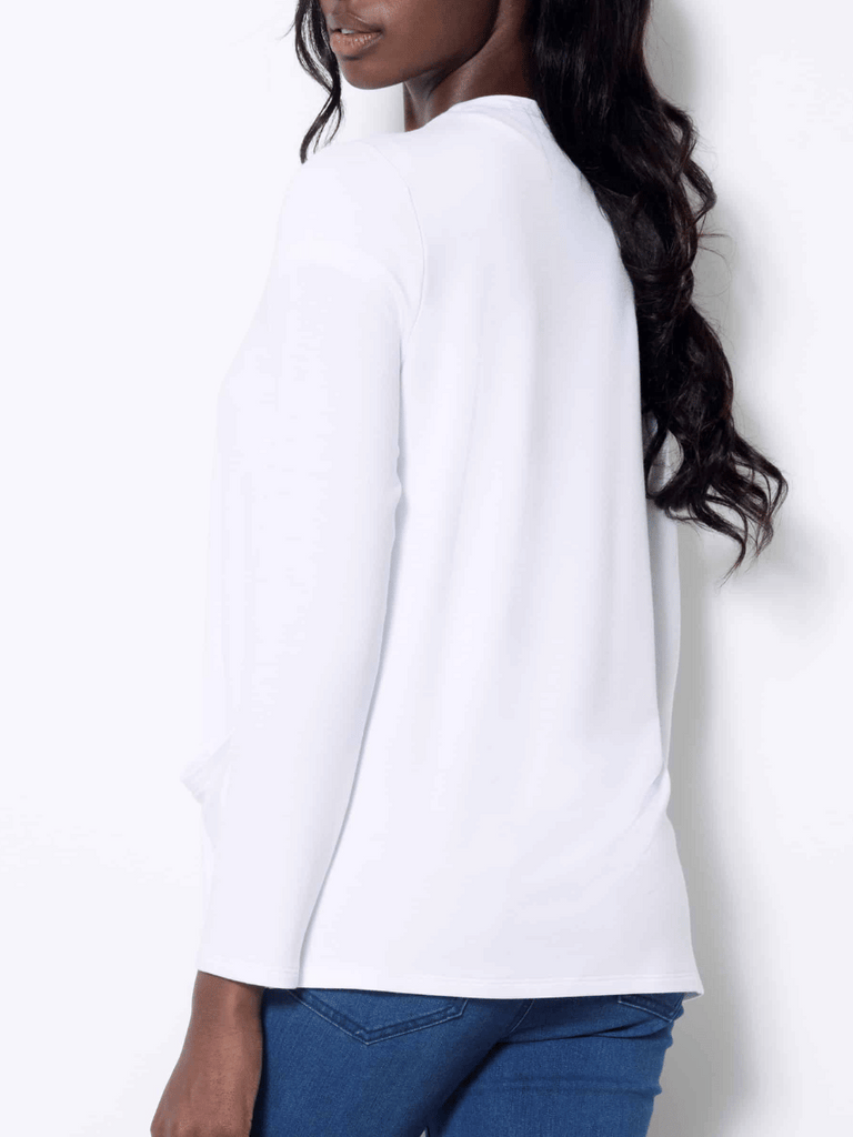 UP! PANTS Longline Provence Cardigan Duster in White 30413 Up Pants Tummy control stockist online Australia flattering body contouring shaping pants high rise waistband signature of double bay Sydney fashion