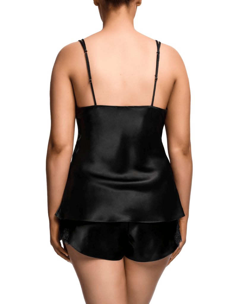 Sainted Sisters Sleeveless Slim-Fit Selina Cami in Black Sainted Sisters Silk Lingerie Australia stockist online in store Sydney Signature of double bay lace camisoles cami