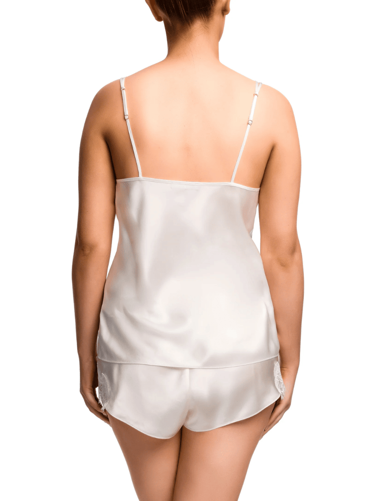 Sainted Sisters Sleeveless Slim-Fit Selina Cami in Ivory Sainted Sisters Silk Lingerie Australia stockist online in store Sydney Signature of double bay lace camisoles cami