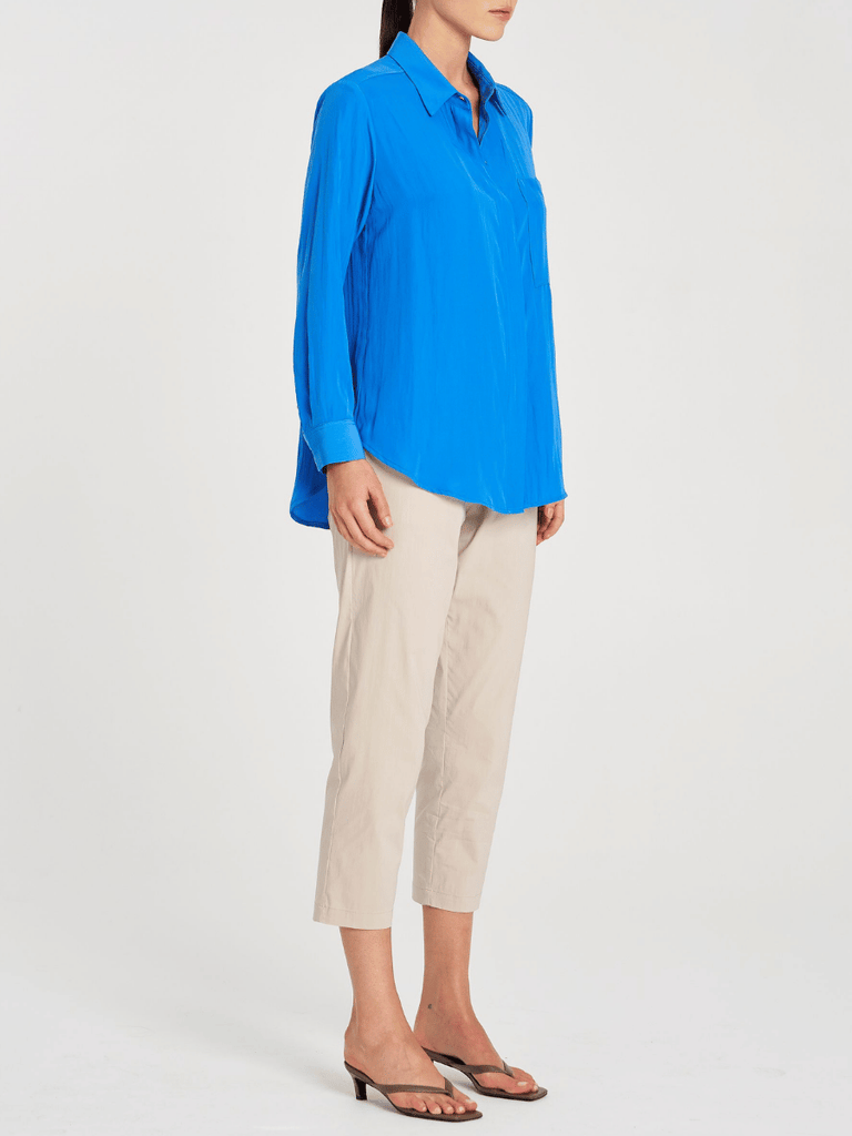 Mela Purdie Long Sleeve Single Pocket Shirt in Miami Blue 7741 Mela Purdie Stockist Online Australia Signature of Double Bay Tops Dresses Elegant Clothing
