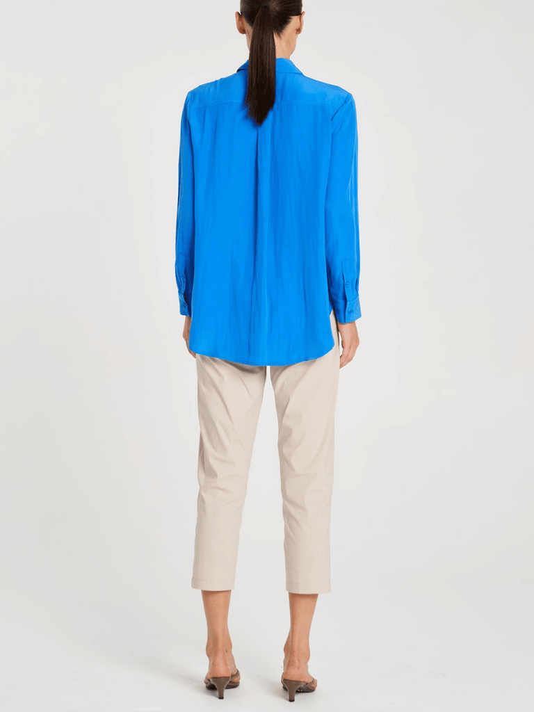 Mela Purdie Long Sleeve Single Pocket Shirt in Miami Blue 7741 Mela Purdie Stockist Online Australia Signature of Double Bay Tops Dresses Elegant Clothing