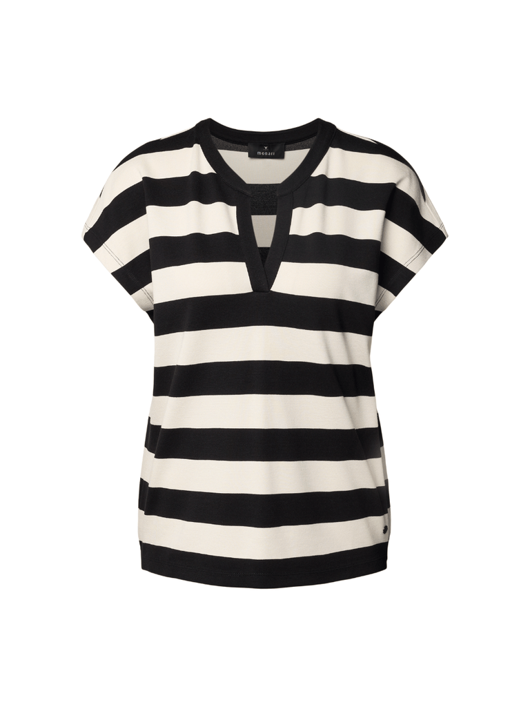 Monari Short Sleeve Relaxed Fit Stripe T-Shirt in Black and White Discover the Elegant Monari Collection at Signature of Double Bay, Shop Stylish Knitwear, Dresses, and Tops Online from Sydney's Premier Mature Fashion Boutique