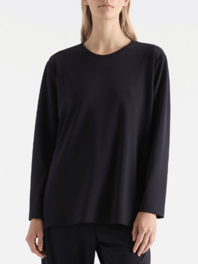 Mela Purdie Chisel Sweater in Black 8415 Mela Purdie Stockist Online Australia Signature of Double Bay Tops Dresses Elegant Clothing