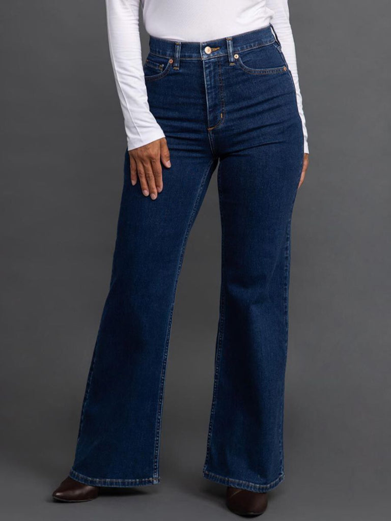 TRIBAL FASHION CANADA Blue Thread Brooke Hugging High Rise Palazzo Jeans in Dark Denim Official Tribal Fashion Canada Stockist Sydney Australia Online Buy Signature of Double Bay