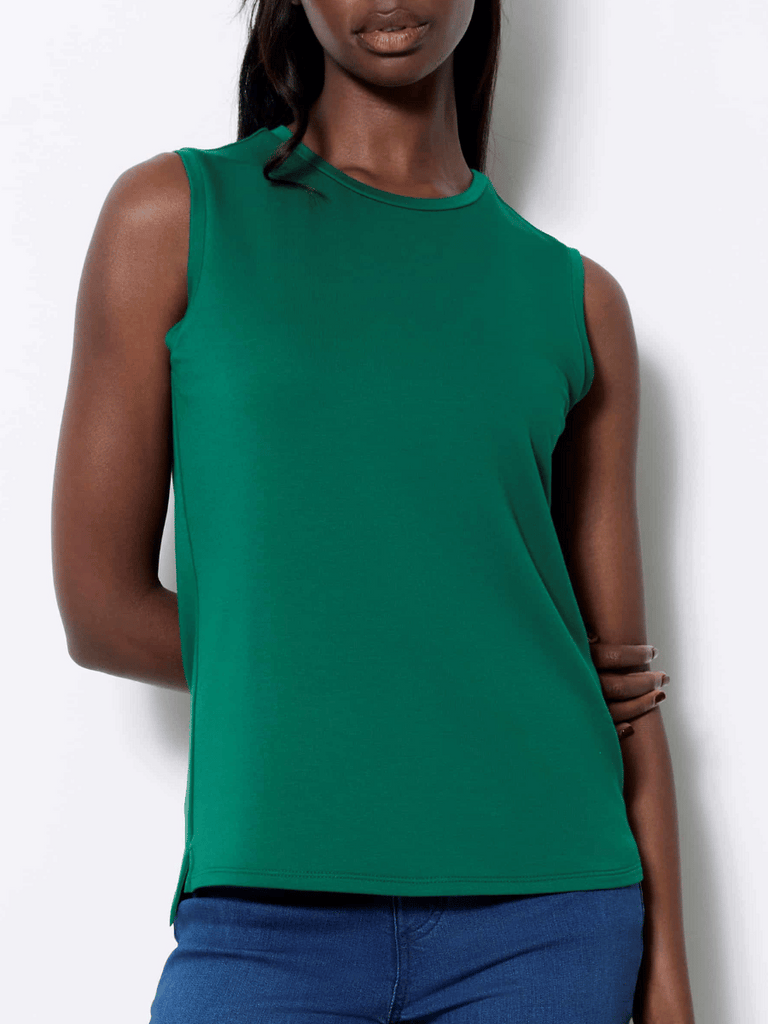 UP! PANTS Provence Sleeveless Shell Top in Jasper Green 30414 Up Pants Tummy control stockist online Australia flattering body contouring shaping pants high rise waistband signature of double bay Sydney fashion