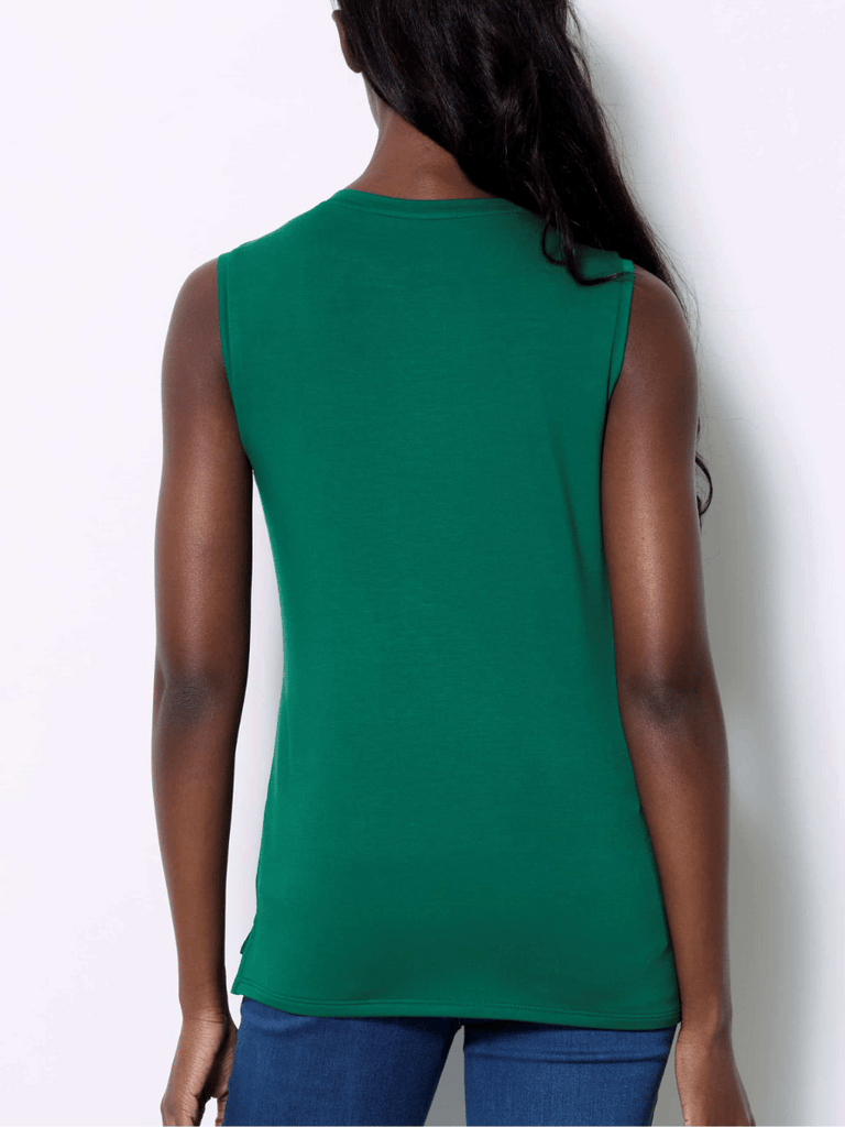 UP! PANTS Provence Sleeveless Shell Top in Jasper Green 30414 Up Pants Tummy control stockist online Australia flattering body contouring shaping pants high rise waistband signature of double bay Sydney fashion