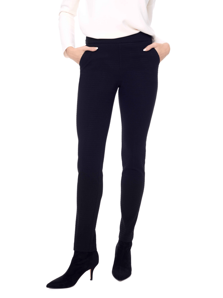 31" Tummy Control Boss Textured Pant in Black 67920 Up Pants Tummy control stockist online Australia flattering body contouring shaping pants high rise waistband signature of double bay Sydney fashion