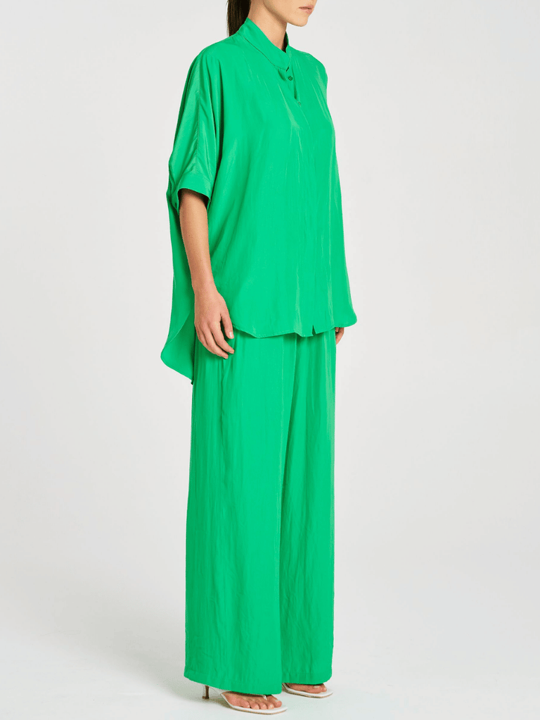 Mela Purdie Villa Overshirt in Palm Green 8801 Mela Purdie Stockist Online Australia Signature of Double Bay Tops Dresses Elegant Clothing