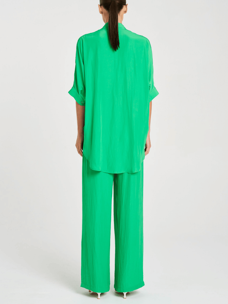 Mela Purdie Maxi Pace Pant in Palm Green 1940 Mela Purdie Stockist Online Australia Signature of Double Bay Tops Dresses Elegant Clothing