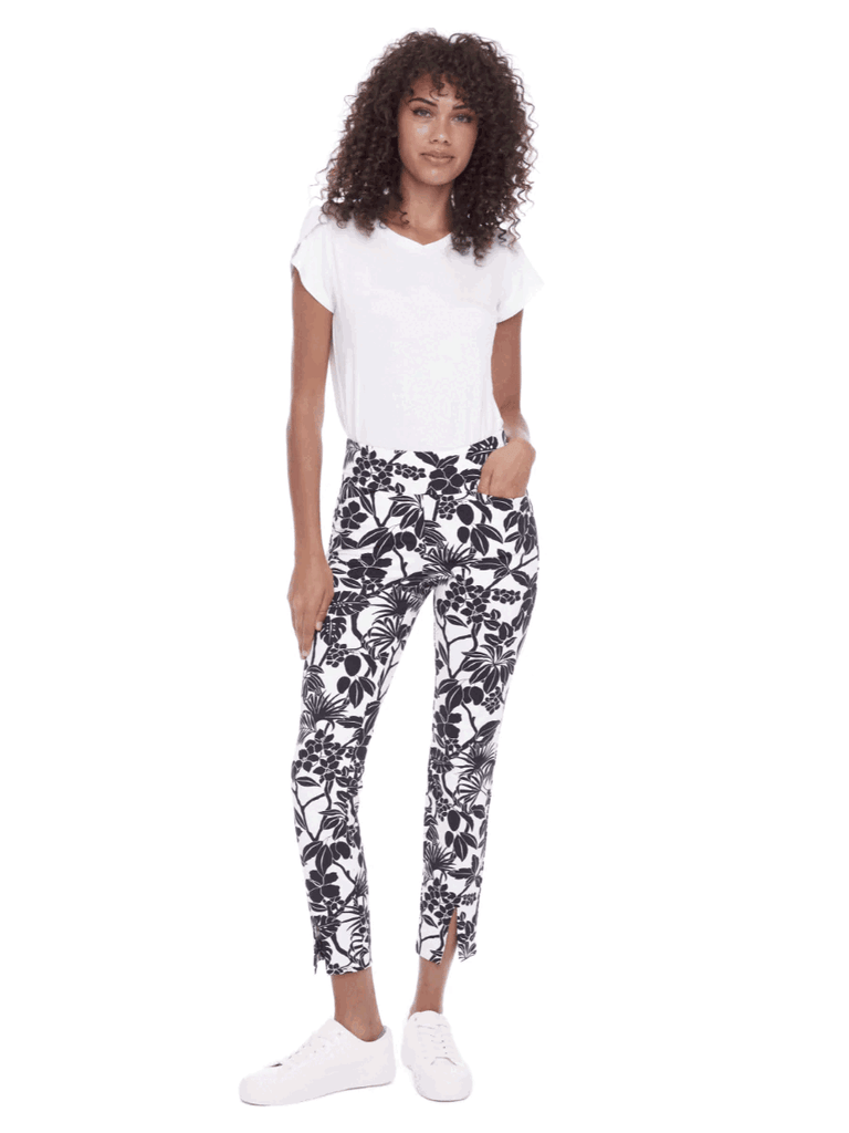 shop up pants, tummy control pants sydney, up pants stockist australia, sydney up pants,  UP! PANTS black and white floral, Up Pants Tummy control stockist online Australia flattering body contouring shaping pants high rise waistband signature of double bay Sydney fashion