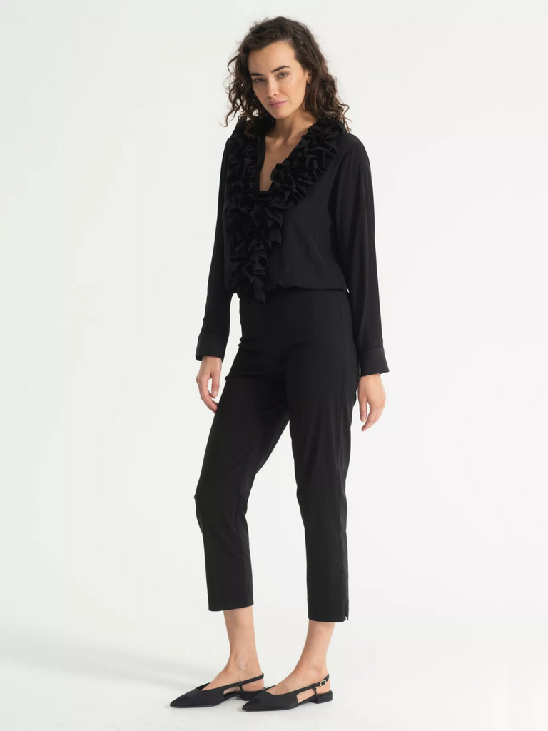 Mela Purdie Stockist Online Australia Rufflet Blouse Black or White 8109 Signature of Double Bay Tops Dresses Elegant Clothing