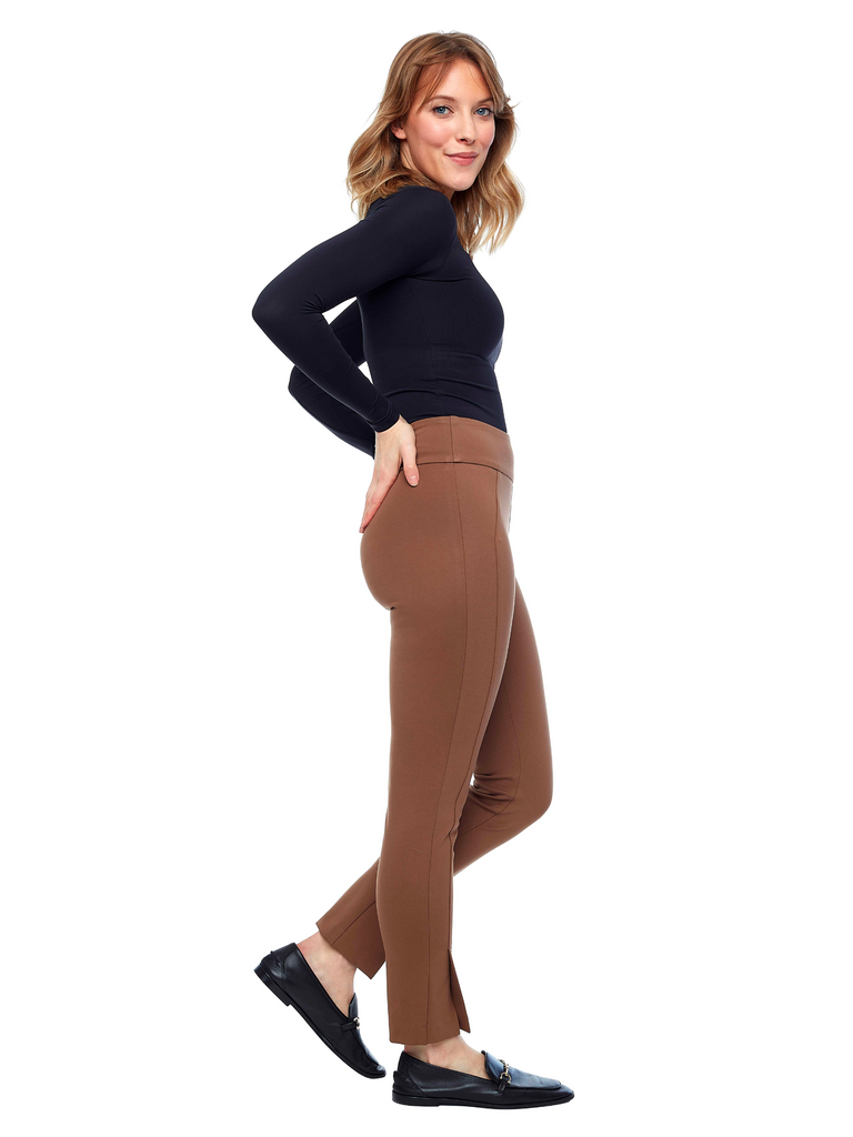 UP! PANTS Slim Leg Ponte Tummy Control Ankle Length Pant in Tan 67375 Up Pants Tummy control stockist online Australia flattering body contouring shaping pants high rise waistband signature of double bay Sydney fashion