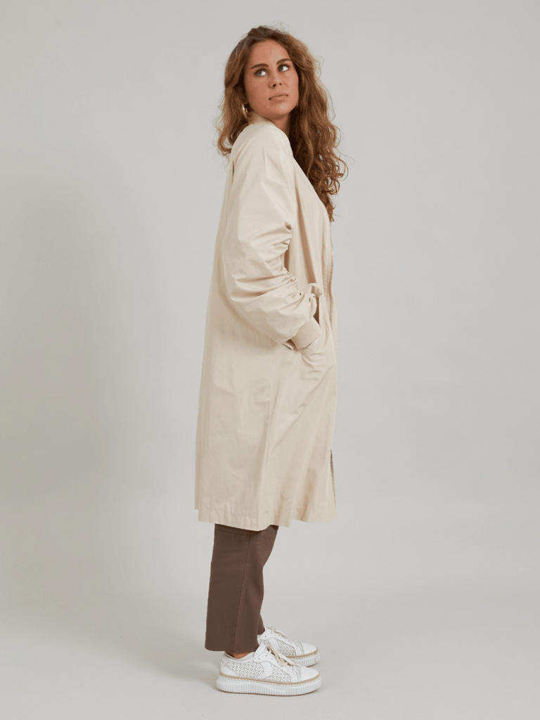 Coster Copenhagen Oversize Zip Front Long Bomber Jacket in cream 6104 Coster Copenhagen Fashion brand official stockist sydney australia sustainable fashion made in denmark office wear womens clothing