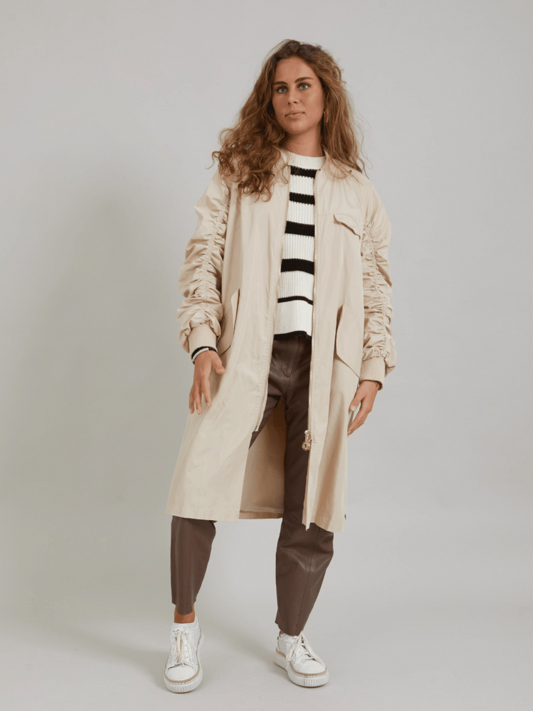 Coster Copenhagen Oversize Zip Front Long Bomber Jacket in cream 6104 Coster Copenhagen Fashion brand official stockist sydney australia sustainable fashion made in denmark office wear womens clothing