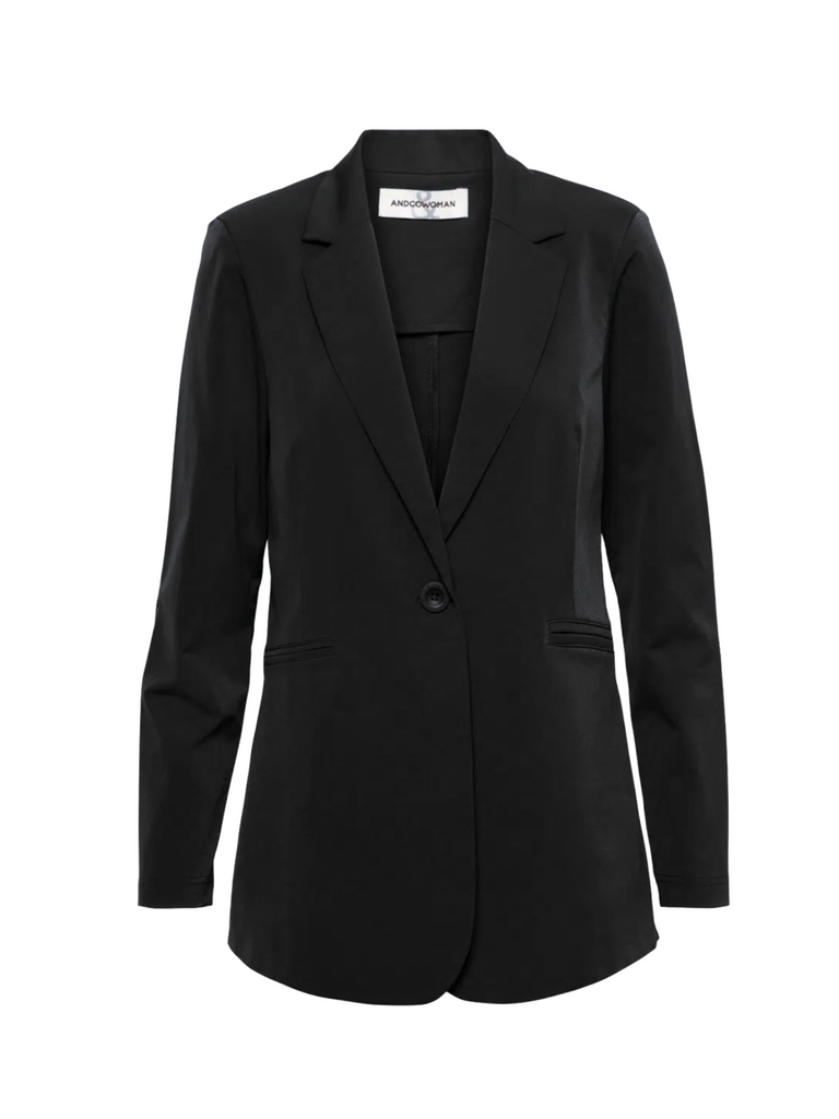 Philana Single Button Travel Jacket in Black Online Stockist &co woman travel wear travel clothing online sydney australia lightweight easy care wardrobe essentials