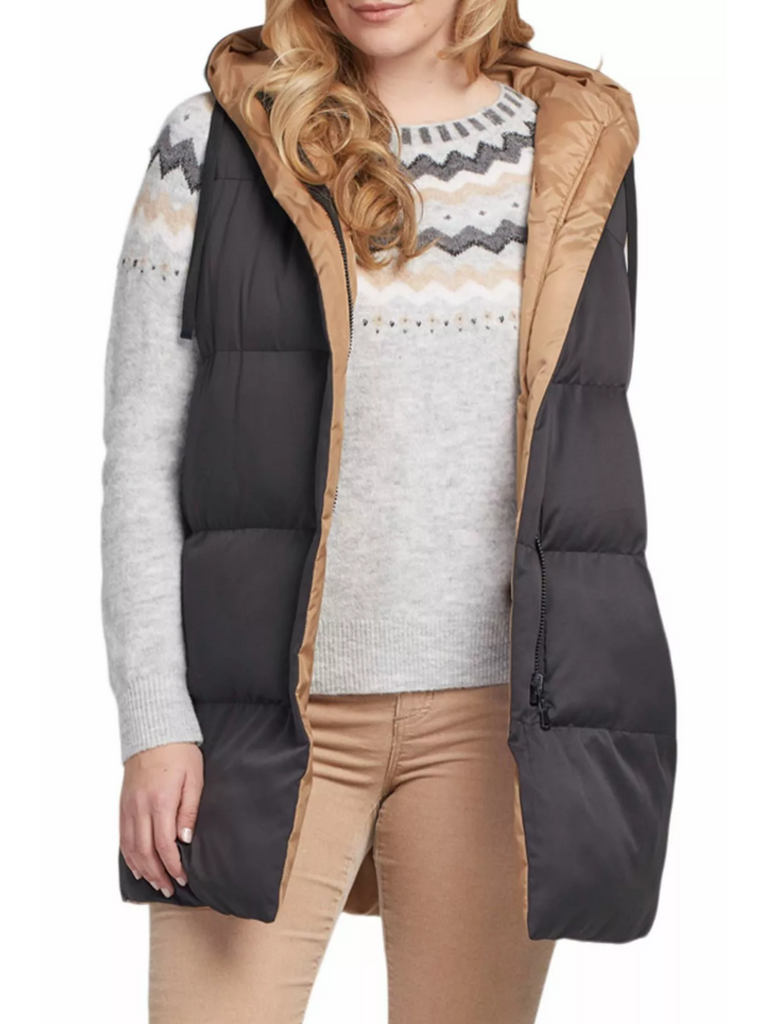 2-in-1 Reversible Soft Quilted Puffer Vest Black and Tan 46870 Official Tribal Fashion Canada Stockist Sydney Australia Online Buy Signature of Double Bay