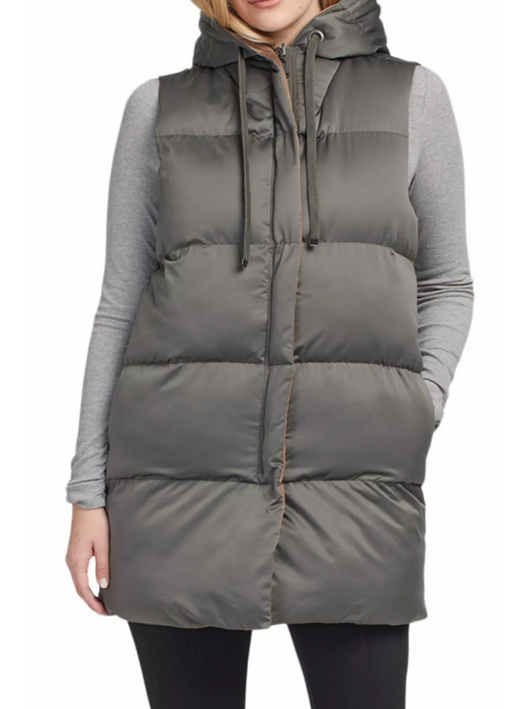 2-in-1 Reversible Soft Quilted Puffer Vest Dark Grey and Tan 46870 Official Tribal Fashion Canada Stockist Sydney Australia Online Buy Signature of Double Bay