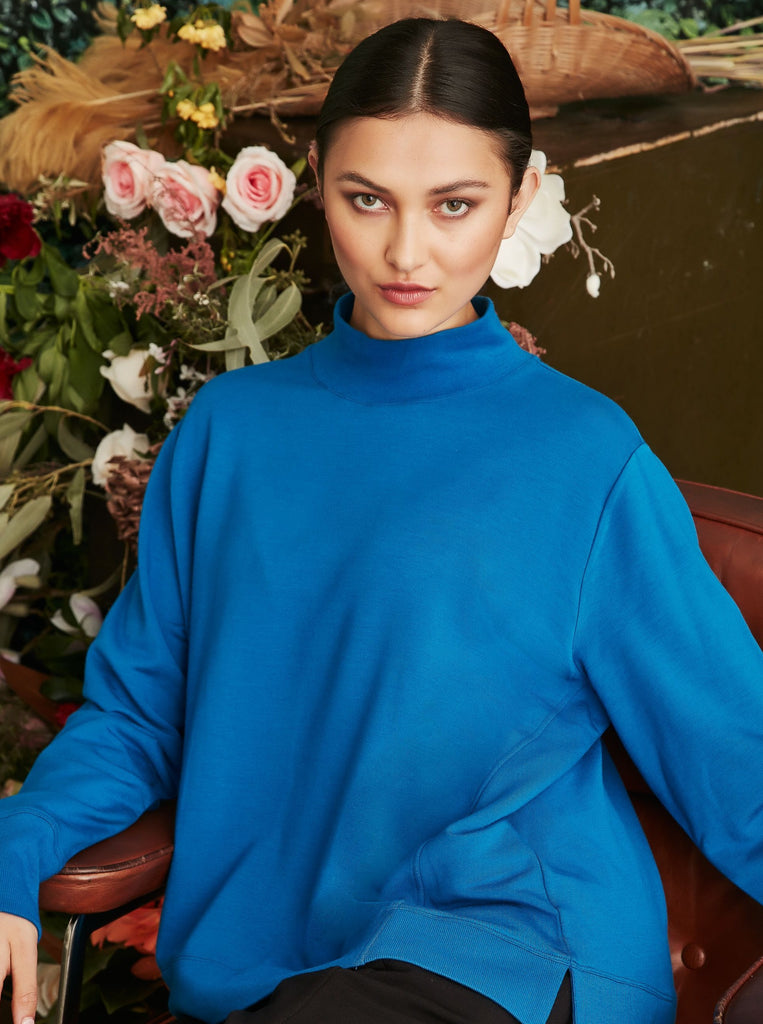 Faze Long Sleeve Sweatshirt Vivid Blue 7426SF Verge Stockist Online Australia Signature of Double Bay Mature Fashion Acrobat Flattering
