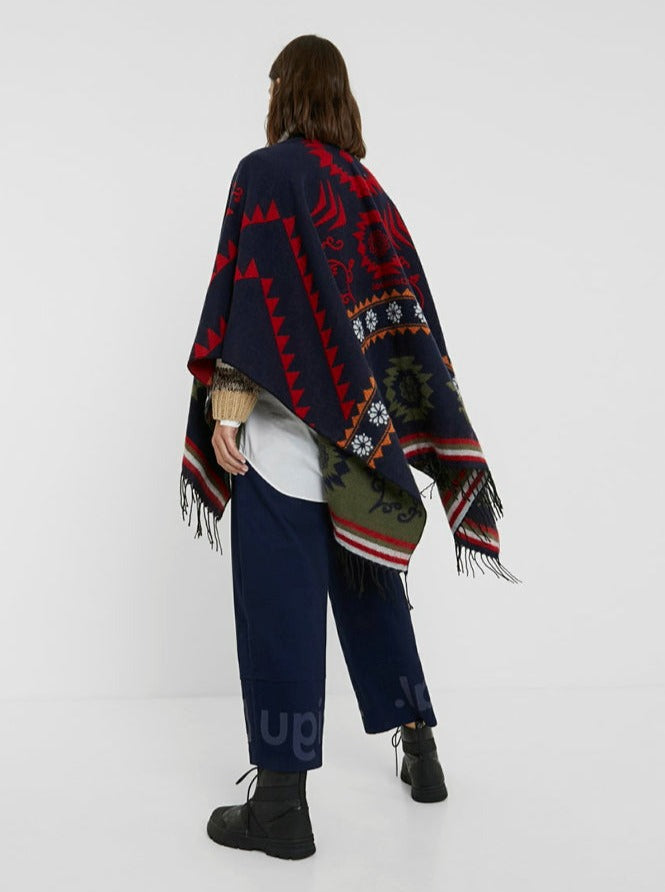 Desigual Colourful Knit Kaftan Poncho with Pockets Stockist Online Signature of Double Bay Desigual Reversible Knit Kaftan Freedom Fashion Mature Fashion jackets Blazers dresses shirts