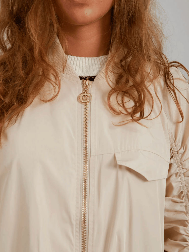 Coster Copenhagen Oversize Zip Front Long Bomber Jacket in cream 6104 Coster Copenhagen Fashion brand official stockist sydney australia sustainable fashion made in denmark office wear womens clothing