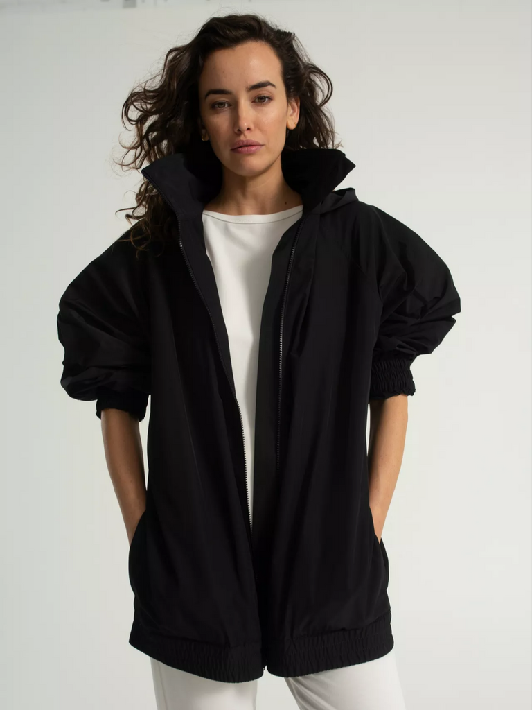Mela Purdie Stockist Online Australia Zip Hood Shell Jacket in Black 4090 Signature of Double Bay Tops Dresses Elegant Clothing