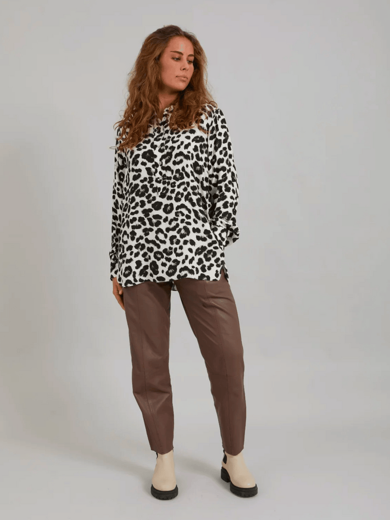 Coster Copenhagen Relaxed Fit Half Placket Shirt Leo Print 1101 Coster Copenhagen Fashion brand official stockist sydney australia sustainable fashion made in denmark office wear womens clothing