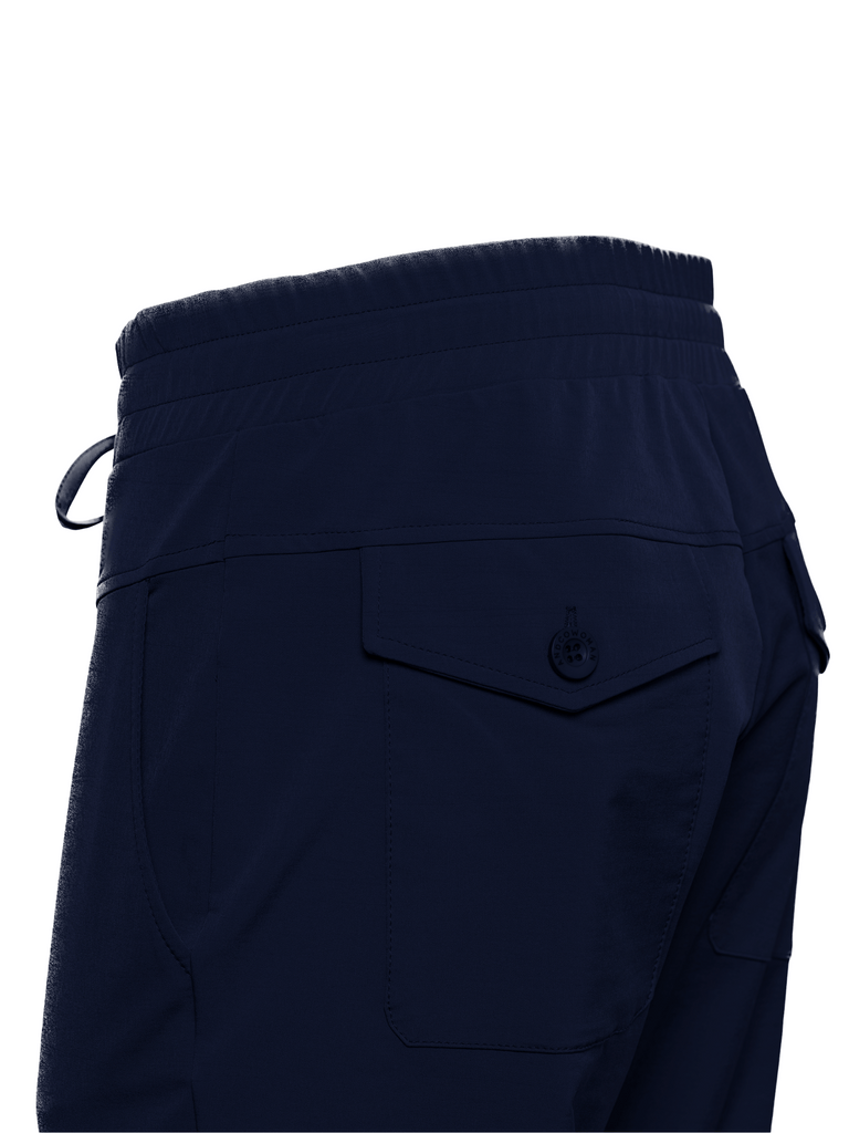 &Co Woman Netherlands Penny Pull On Travel Pant in Navy wrinkle free travel pant stretch fabric elastic waistband comfortable stretch Online Stockist &co woman travel wear travel clothing online sydney australia lightweight easy care wardrobe essentials