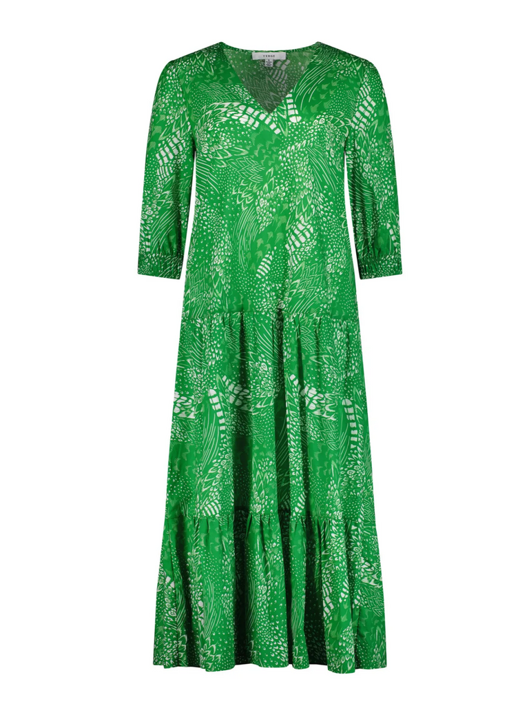 Verge Stockist Online Australia Signature of Double Bay Mature Fashion Acrobat Flattering Spirit Ankle Length Dress in Green Grass Print 8353