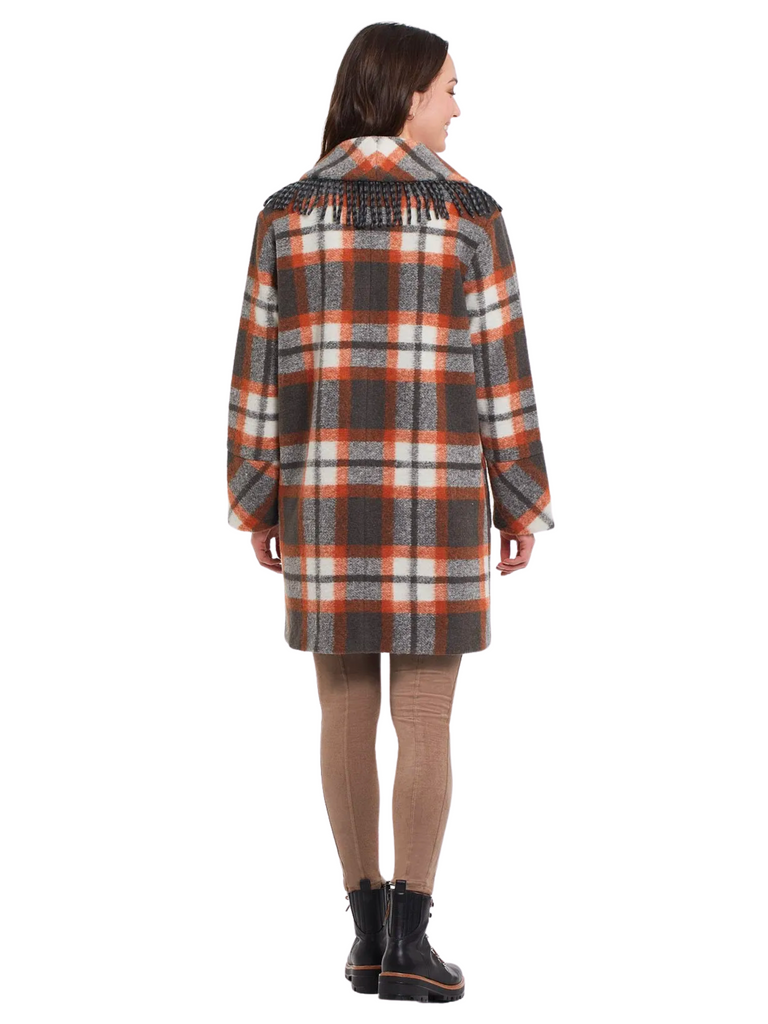 Tribal Fashion Fringe Trim Plaid Coat Sierra 10930 Official Tribal Fashion Canada Stockist Sydney Australia Online Buy Signature of Double Bay