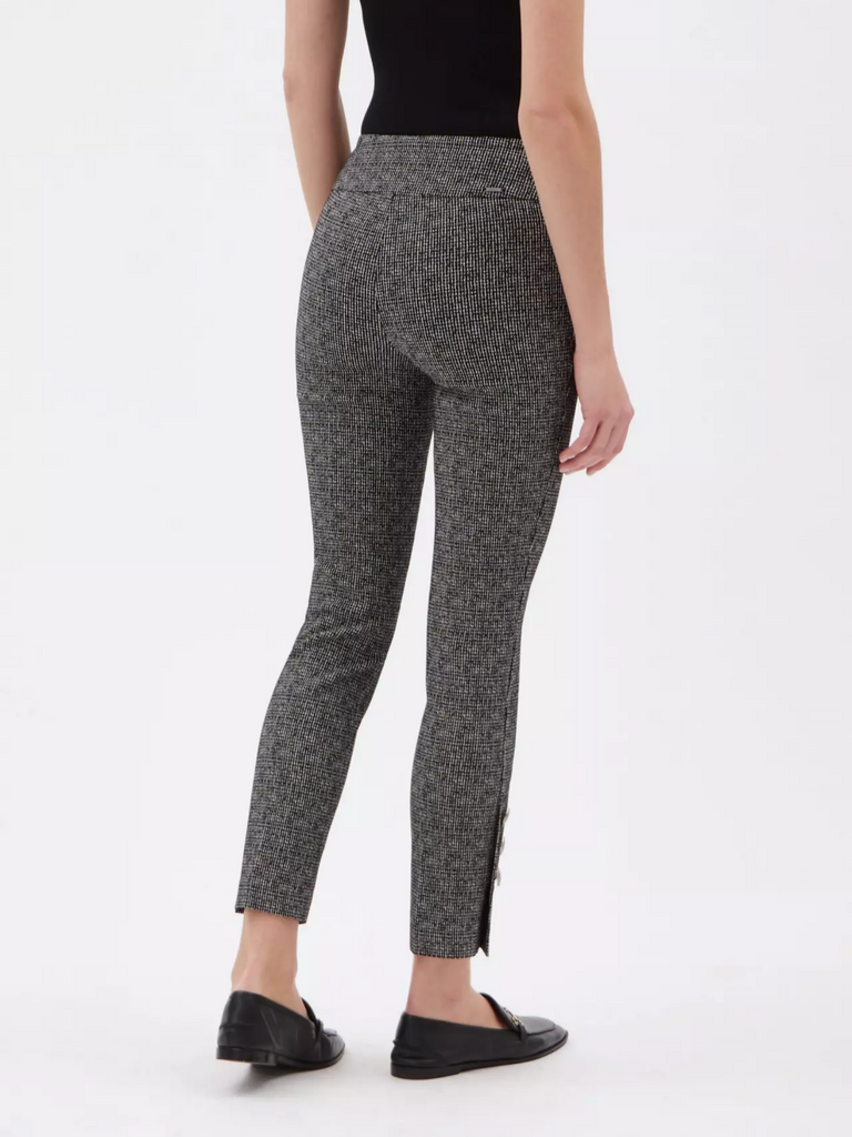 28" Ankle Slit Tummy Control Pant in Lurex Jacquard Button Detailing 67363 Up Pants Tummy control stockist online Australia flattering body contouring shaping pants high rise waistband signature of double bay Sydney fashion