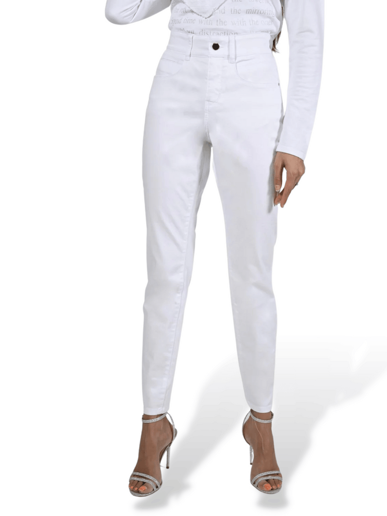 Frank Lyman High Waisted Denim Jean in White 213126U tummy control waistband slim fit Shop the Frank Lyman Fashion collection at Signature of Double Bay official stockist sydney Australia versatile and stylish pieces for every occasion