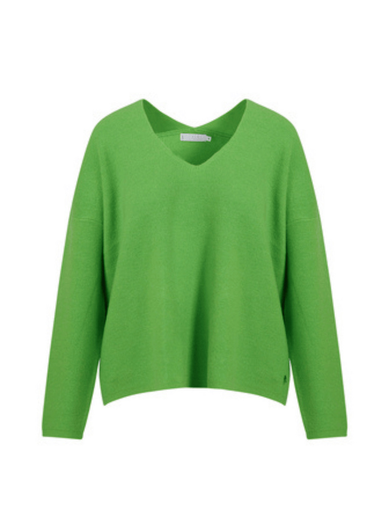 Coster Copenhagen Long Sleeve V Neck Ribbed Knit in Flashy Green 2119 Coster Copenhagen Fashion brand official stockist sydney australia sustainable fashion made in denmark office wear womens clothing