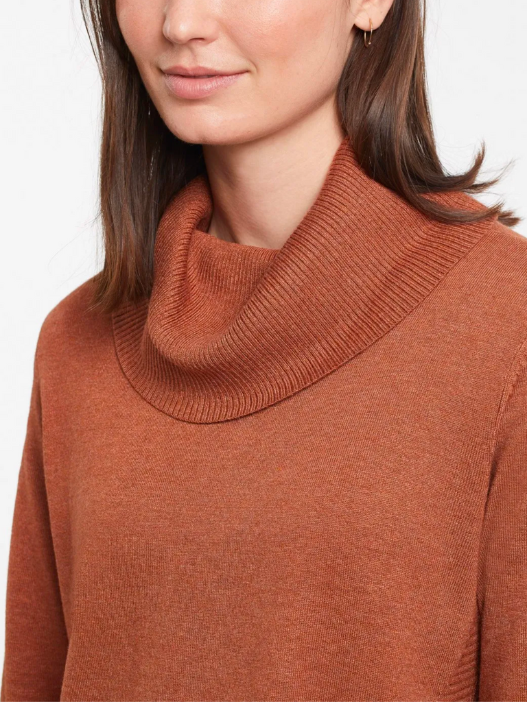 Long Sleeve Cowl Neck Tunic Sweater in Rust 11600 Official Tribal Fashion Canada Stockist Sydney Australia Online Buy Signature of Double Bay