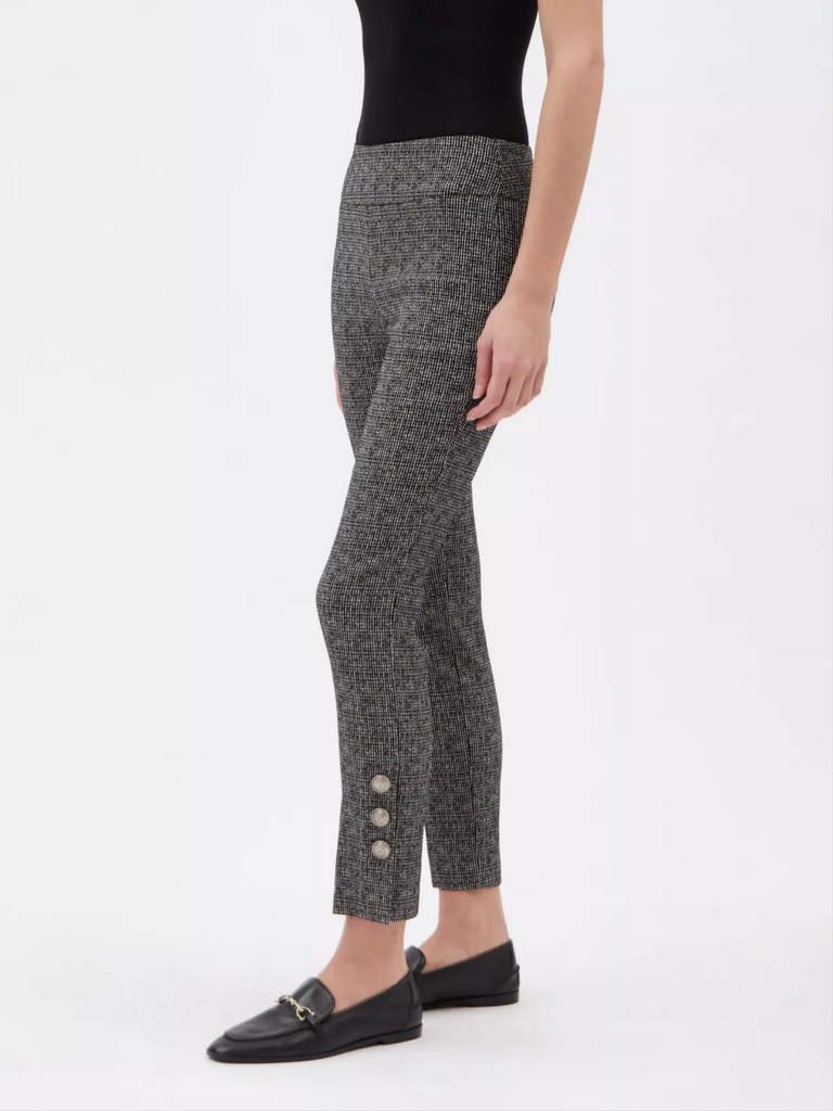 28" Ankle Slit Tummy Control Pant in Lurex Jacquard Button Detailing 67363 Up Pants Tummy control stockist online Australia flattering body contouring shaping pants high rise waistband signature of double bay Sydney fashion