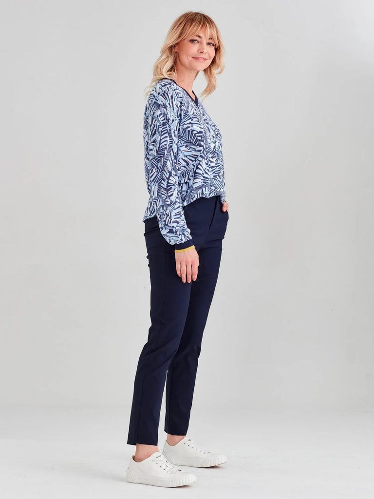 VERGE Blaze Slim Leg Ankle Pant in Ink Blue 8526 This stylish and versatile ankle-length dress pant is designed with a slim leg profile that flatters the figure Verge Stockist Online Australia Signature of Double Bay Mature Fashion Acrobat Flattering
