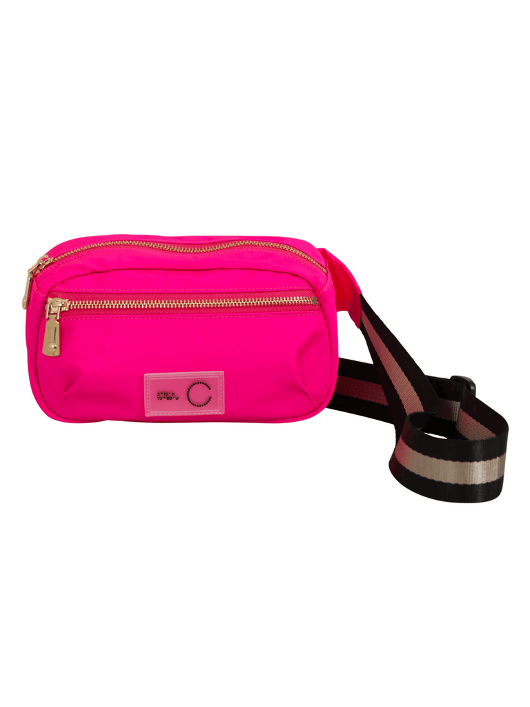 Coster Copenhagen 2 Compartment Small Crossbody Bumbag with Strap in Bright Pink 9401 Coster Copenhagen Fashion brand official stockist sydney australia sustainable fashion made in denmark office wear womens clothing